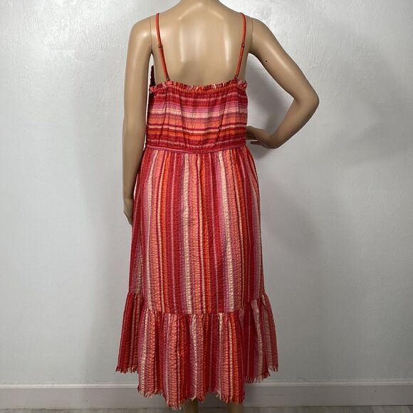 Greylin Cotton Striped Boho Fringe Midi Sundress - Picture 5 of 11